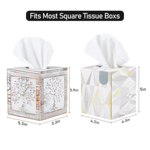 Load image into Gallery viewer, Wood Carved Tissue Box Cover Whitewashed Tree of Life Design