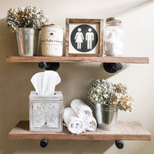 Load image into Gallery viewer, Wood Carved Tissue Box Cover Whitewashed Tree of Life Design