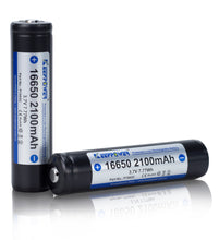 Load image into Gallery viewer, 2 Pcs Keeppower 16650 Rechargeable Protected Li-ion Battery P1665C 3.7V 2100mAh 7.77Wh (Replacement for CR123A)