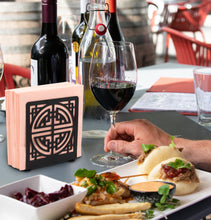 Load image into Gallery viewer, Ukwell Black Metal Freestanding Napkin Holder Latticework Design