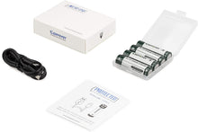 Load image into Gallery viewer, Keeppower Micro-USB Rechargeable Li-ion AA Batteries 3390mWh 1.5V 2260mAh Included with a 4-in-1 Charging Cable (Pack of 4)