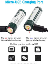 Load image into Gallery viewer, Keeppower Micro-USB Rechargeable Li-ion AA Batteries 3390mWh 1.5V 2260mAh Included with a 4-in-1 Charging Cable (Pack of 4)