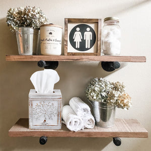 Wood Carved Tissue Box Cover Whitewashed Tree of Life Design