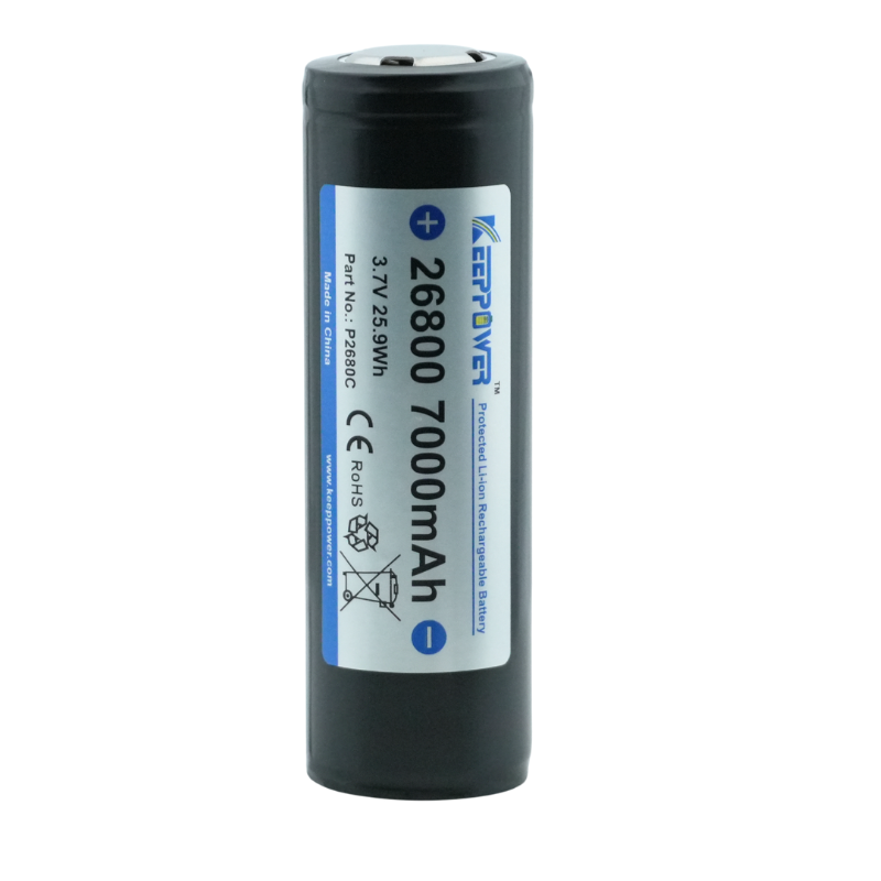 Keeppower 26800 Protected Lithium Ion Battery Rechargeable 3.7V 7000mAh