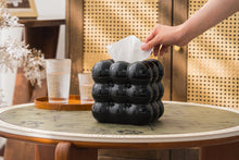 Load image into Gallery viewer, Ukwell Black Ceramic Tissue Box Cover Heavy Square Tissue Holder Bubble Design Decor Piece for Bathroom Bedroom Living Room

