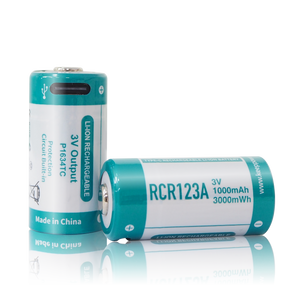 Keeppower RCR123A Li-ion Battery with Type-C Port Rechargeable 3V 1000mAh Included with a 2-in-1 USB-C Charging Cable (2 Pack)