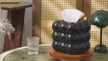 Load and play video in Gallery viewer, Ukwell Black Ceramic Tissue Box Cover Heavy Square Tissue Holder Bubble Design Decor Piece for Bathroom Bedroom Living Room
