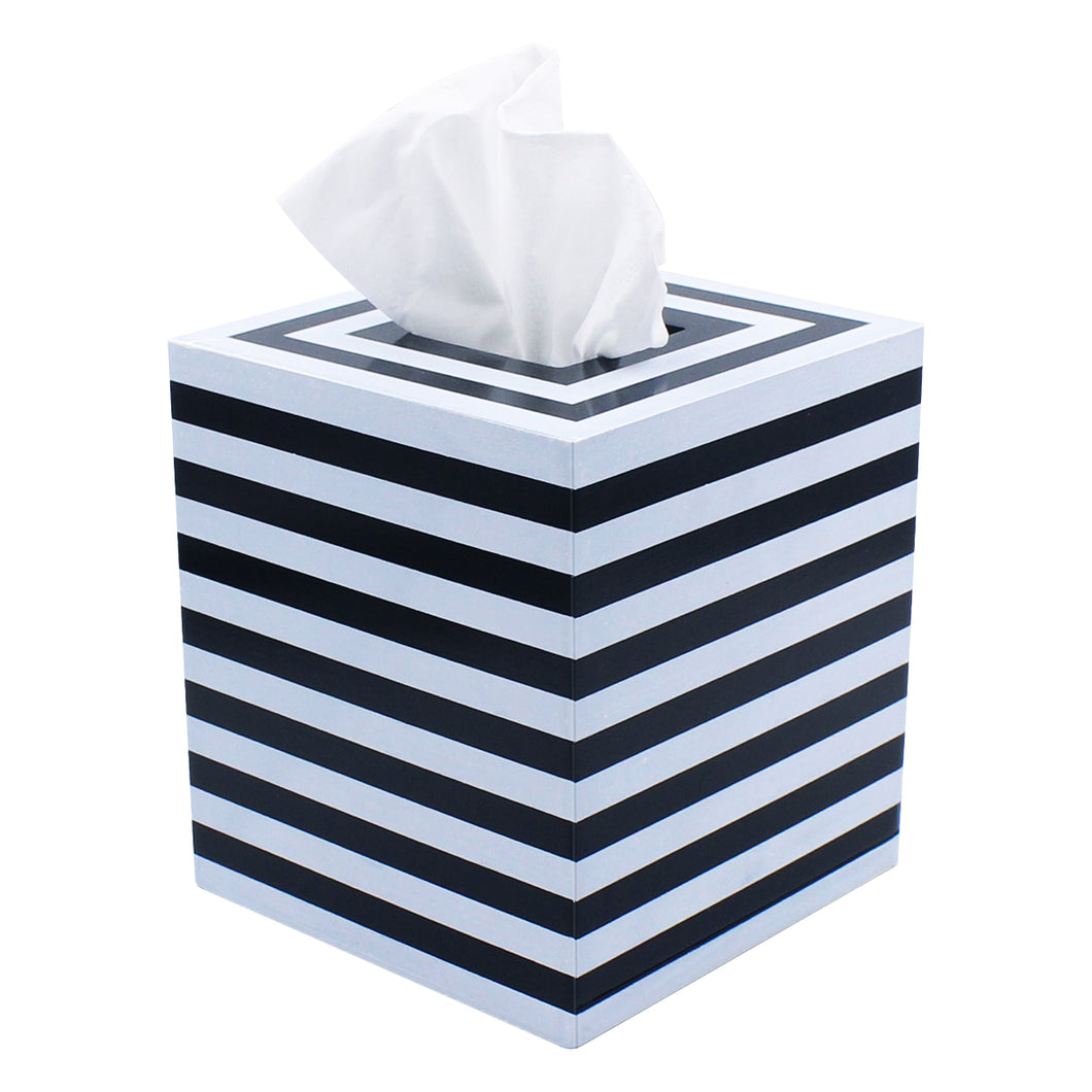 Ukwell Decorative Tissue Holder Zebra Stripe Pattern Square Handmade Wood Tissue Box Cover