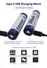 Load image into Gallery viewer, Keeppower Type-C USB Rechargeable Li-ion Battery Button Top Protected 21700 3.6V 5000mAh with a Charging Cable (Pack of 2)

