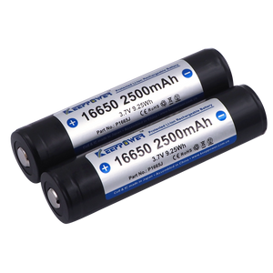 Keeppower Protected 16650 Rechargeable Li-ion Battery 2500mAh 3.7V P1665J (2 Pack)